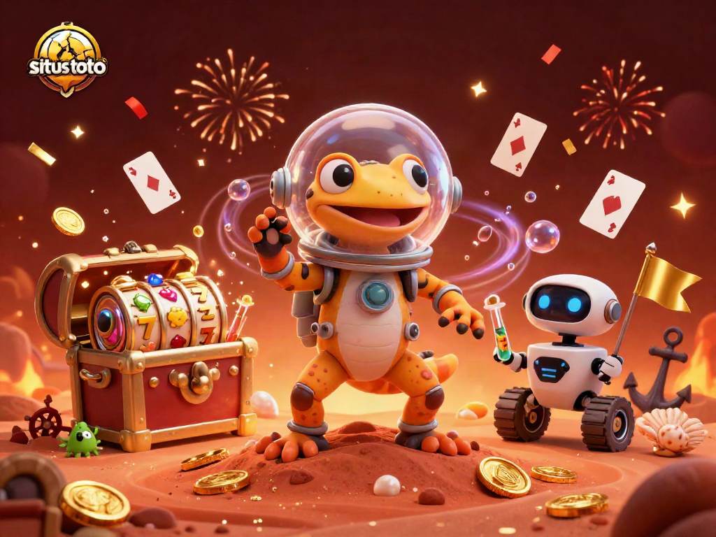 Engage with situs toto casino excitement in a vibrant Martian landscape filled with treasures.