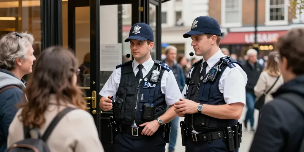 Security Guard ensuring safety at a local event, trusted provider in London.