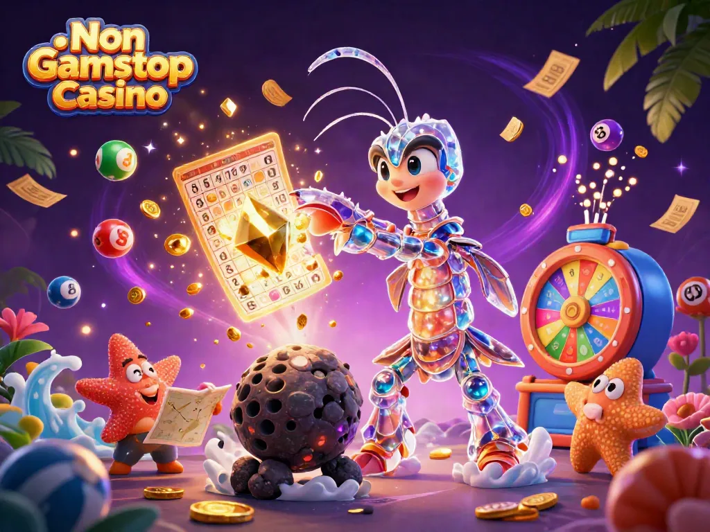 Experience the thrill of Non Gamstop Casino with vibrant games, golden rewards, and a cosmic theme.