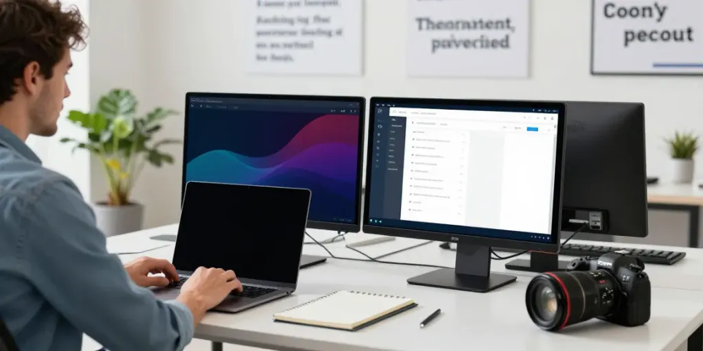 SEO expert reviewing instant indexing metrics in a modern workspace.