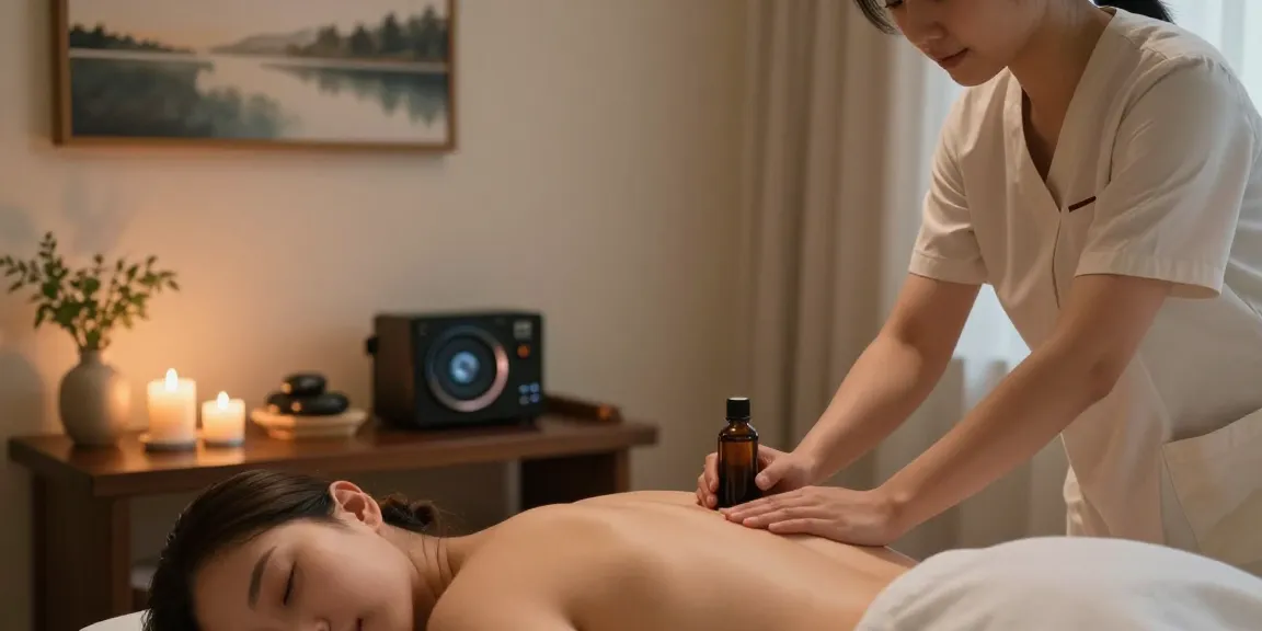 Relaxing 서울출장안마 massage therapy session with calming ambiance and professional masseuse.