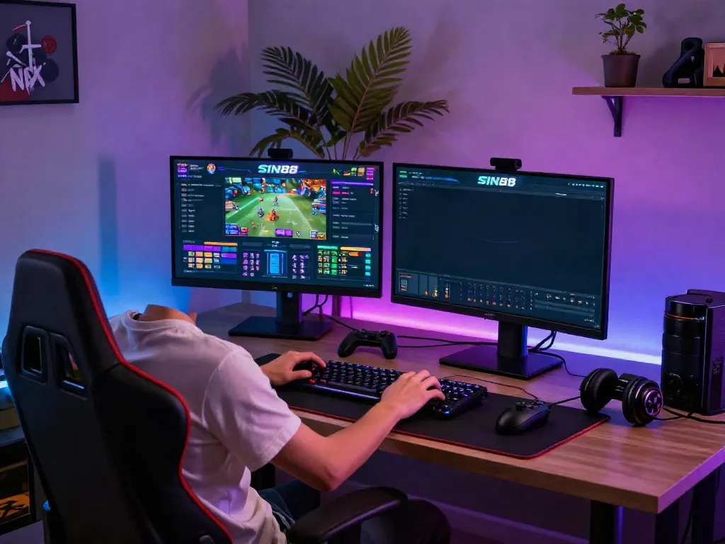 Engaging online gaming scene at http://sin88-onl.com/ with vibrant interfaces and sports events.