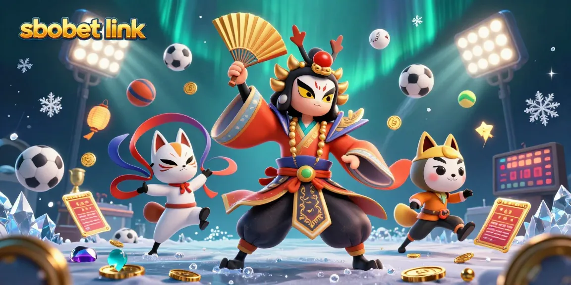 Experience dynamic sports betting action with sbobet link in this vibrant 3D scene.