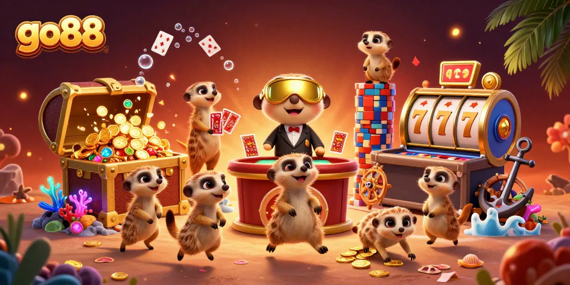 Watch meerkats thrive in the go88 casino, managing bets and jackpots amidst aquatic treasures.